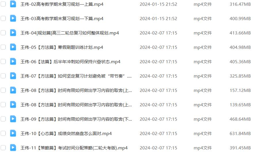 王伟高中数学网课2024高中高三数学寒假班24年高考二轮复习视频教程