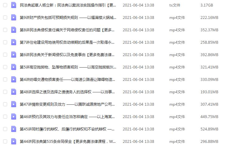 杨立新：权威首发民法典以案说法实操指南！一学即用的30小时实战案例48讲,18.65G百度网盘资源打包下载