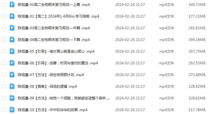 有道2024陈旭晨高二生物下学期网课寒春班