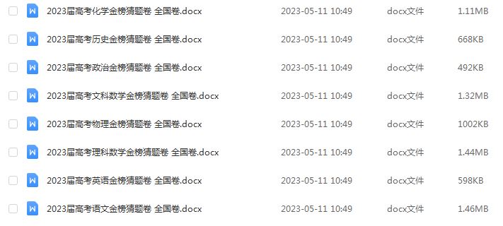 2023高考押题卷电子版【正确教育】全科