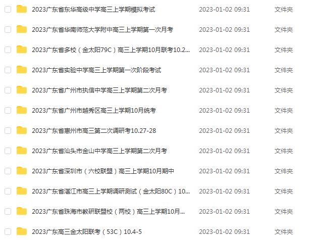 2023高考押题试题讲义电子版全套2023广东省高三高考模拟考试汇总（10-12月份）百度网盘打包下载