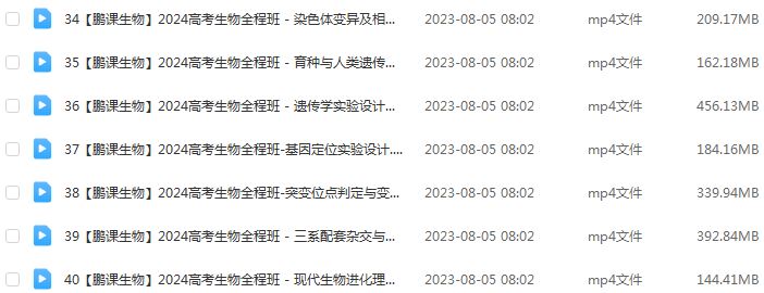 2024张鹏高三生物课程暑假班24年高考生物一轮复习网课教程