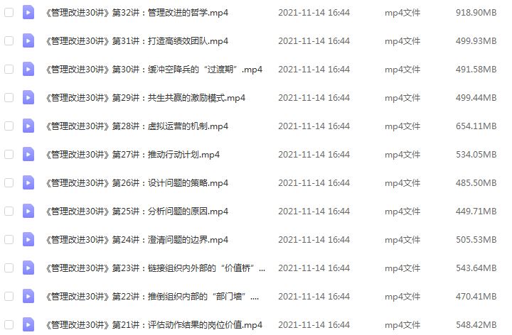 企业管理教学课程管理改进30讲,17.97G百度网盘资源打包下载