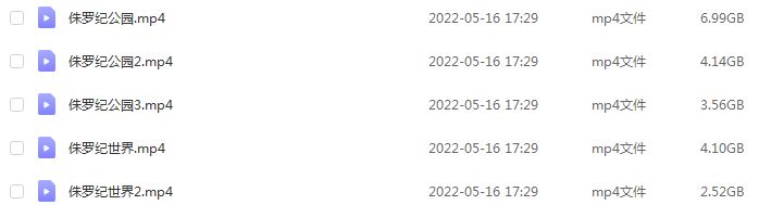 侏罗纪公园+侏罗纪世纪电影共5部国语高清版百度网盘下载