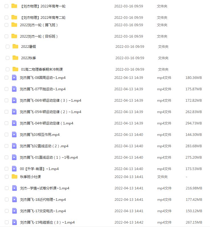 2022年刘杰高考物理一轮二轮复习资料资源更新完毕