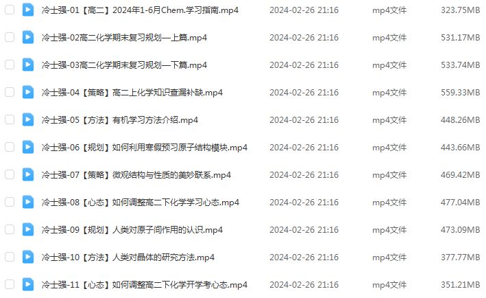 有道2024冷士强高二化学下学期网课寒春班