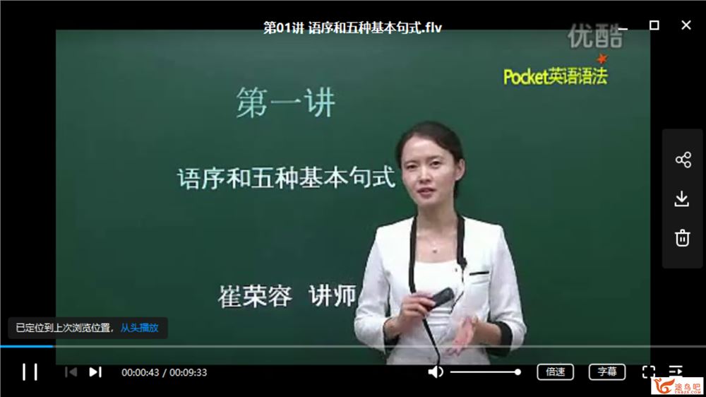 新东方崔荣容零基础全套语法精讲视频教程 50讲 百度云下载