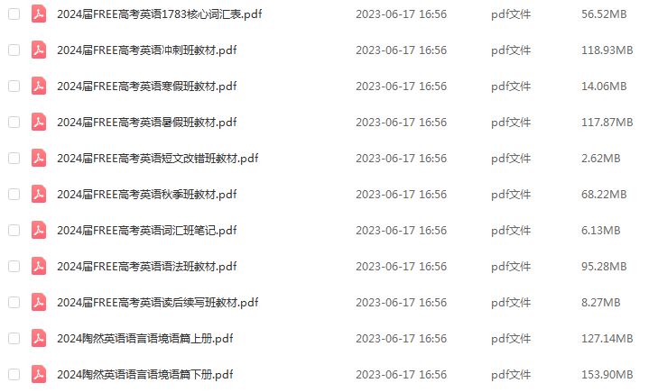 2024陶然高考英语讲义教材电子版合集