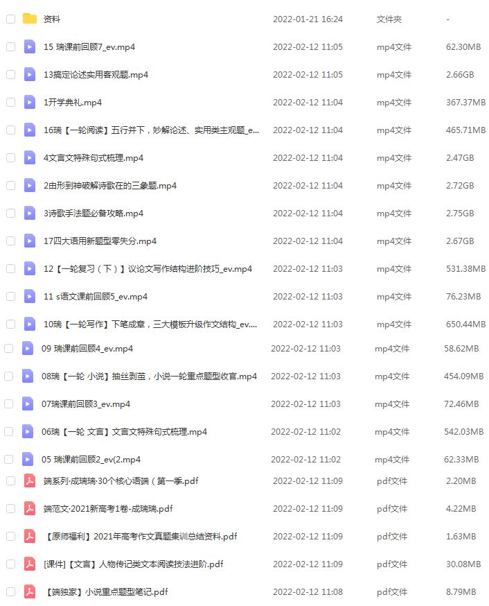 高中语文网课资源下载猿辅导22年成瑞瑞高三语文a+秋季教学课程