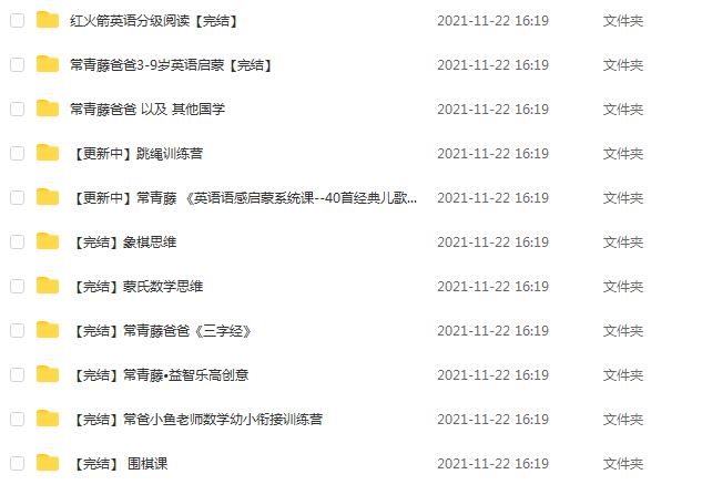 学前亲子教育【常青藤爸爸】全套课程，50.81G百度网盘资源打包下载，语文英语，数学，国学，象棋，围棋，运动等课程