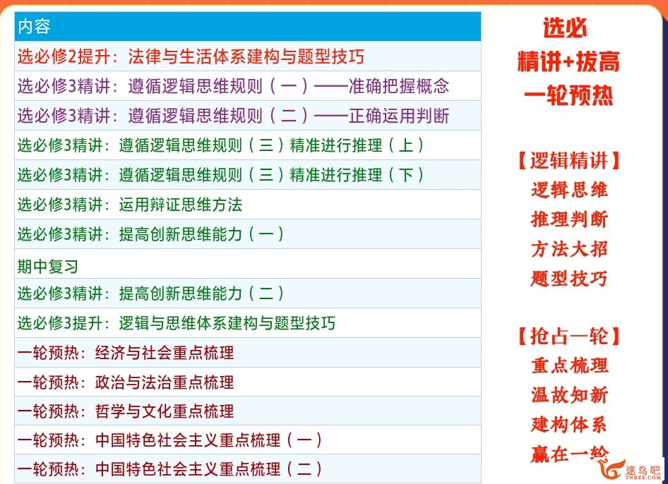 秦琳2023春 高二政治春季尖端班 更新30讲 百度网盘分享