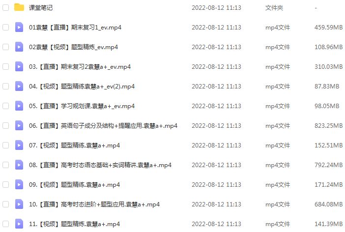 作业帮2023袁慧高三英语a+全年班-视频教程+课堂笔记+讲义+密训课程（暑/秋/寒/春班）