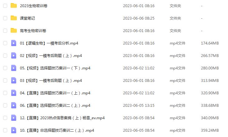 作业帮2023杨雪高三生物密训班视频教程+高考密训卷