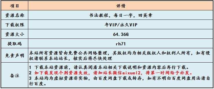 田英章书法教程,64.36G课程百度网盘资源打包下载,硬笔书法/毛笔书法/楷书/行书/草书等教学视频