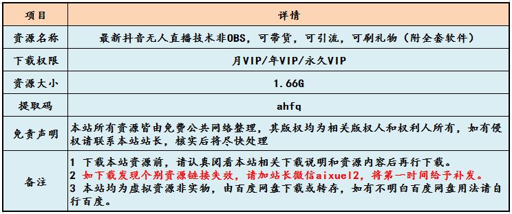 最新抖音无人直播技术非OBS，可带货，可引流，可刷礼物（附全套软件）,百度网盘资源打包下载