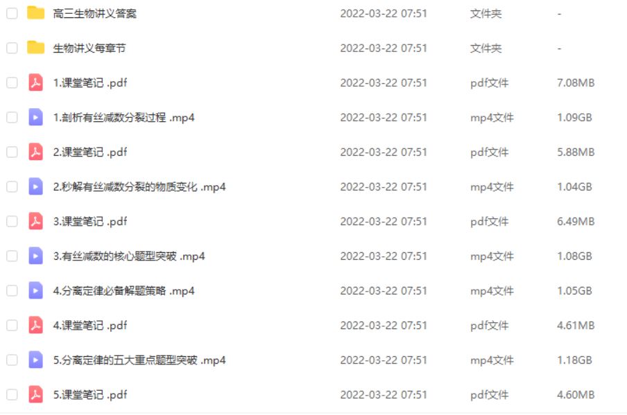 2021年作业帮高中生物暑假班网课课程资源，高考生物复习资料讲义+视频讲解教程，8.02G学习资料百度云盘资源下载