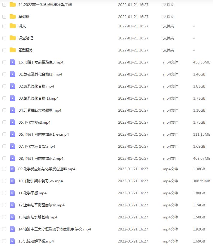 高中化学网课学习资料下载作业帮22年冯琳琳高考化学视频教程+讲义