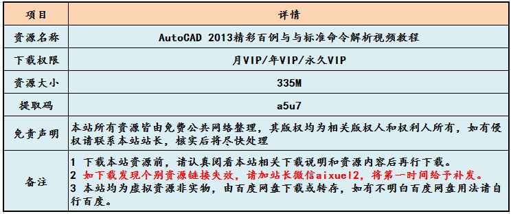 AutoCAD 2013教学课程精彩百例与与标准命令解析视频教程,百度网盘资源打包下载