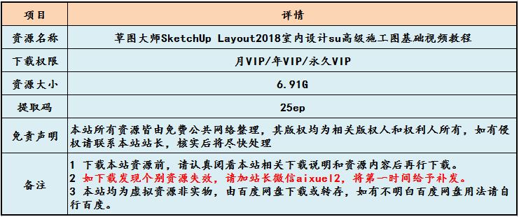 草图大师SketchUp Layout2018室内设计su高级施工图基础视频教程,6.91G课程百度网盘打包下载