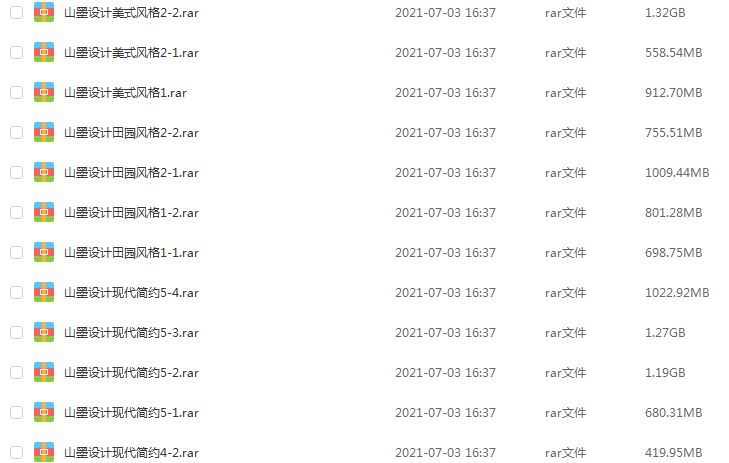 【装修效果图②】按风格-主流风格家装效果图素材大全,46.96G百度网盘资源打包下载,欧美/现代/田园/新中式等风格效果图大全