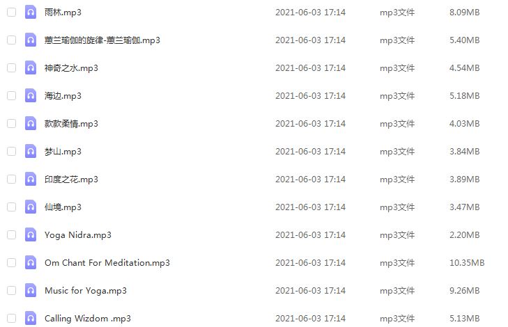 瑜伽音乐-12首百度网盘资源打包下载