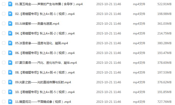 2024何勇初二物理a+视频教程+课堂笔记+讲义（暑假班+秋季班）