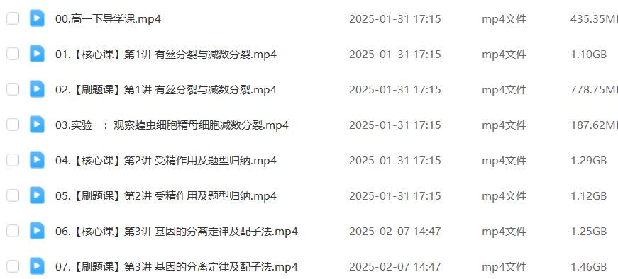 2025李林高一生物下学期视频教程
