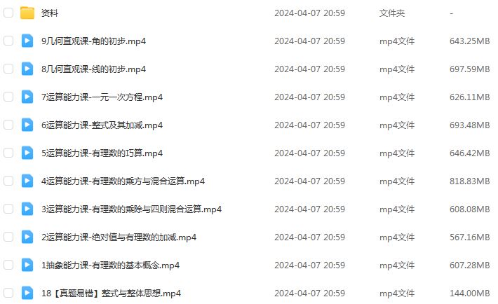 2024魏爽初一数学视频教程+讲义
