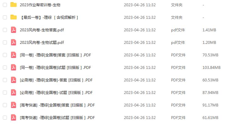 2023高考生物押题卷电子版风向卷+密训卷+必刷卷+讲解视频教程