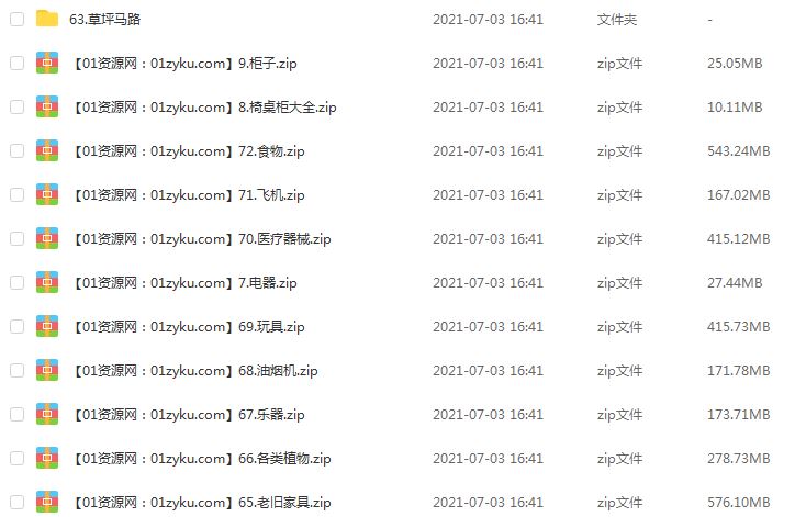 3D模型库合集分类细致大全,27.12G百度网盘资源打包下载