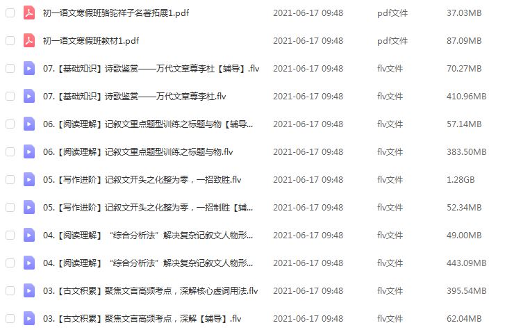 【2020-寒】初一语文阅读写作直播班（石雪峰）,5.15G课程百度网盘打包下载,石雪峰语文教学视频