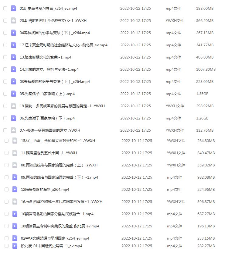 高中历史网课学习资料下载2023段北辰高三历史视频教程