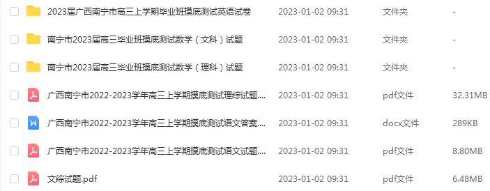 2023高考押题讲义电子版全套-23年广西南宁市高三上学期毕业班摸底测试百度网盘打包下载