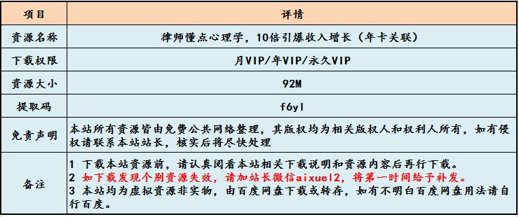 律师懂点心理学,10倍引爆收入增长,百度网盘资源打包下载