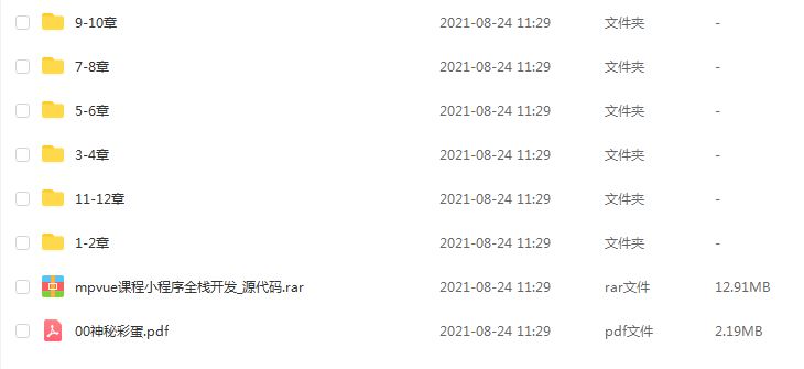 全网首发mpvue课程小程序全栈开发教学课程，3.19G百度网盘资源打包下载