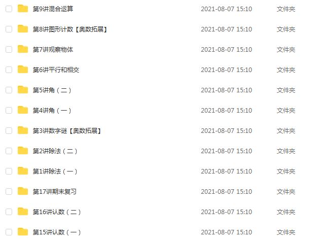 学而思小学数学教程彭丹17讲苏教版四年级数学教学课程 ，1.71G百度网盘资源打包下载