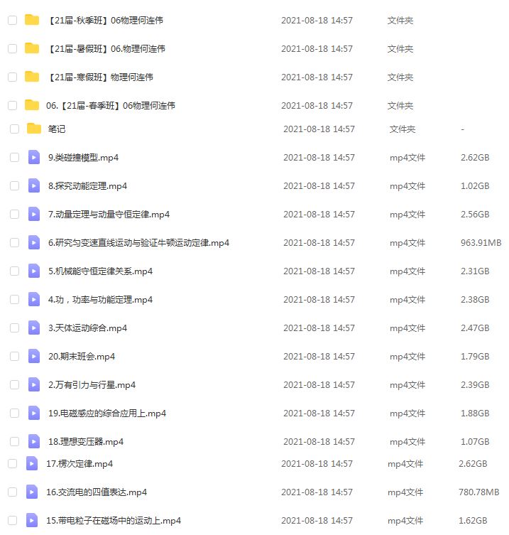 高中物理网课资源分享2021【何连伟】高三物理·全年班