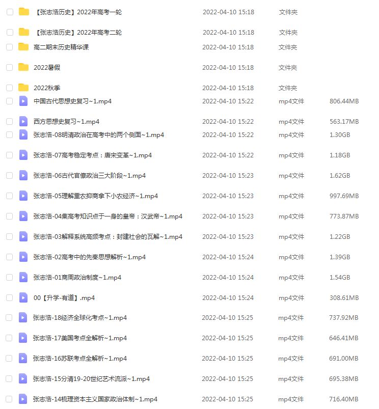 高中历史网课教程2022张志浩高中历史教程资全年联报班