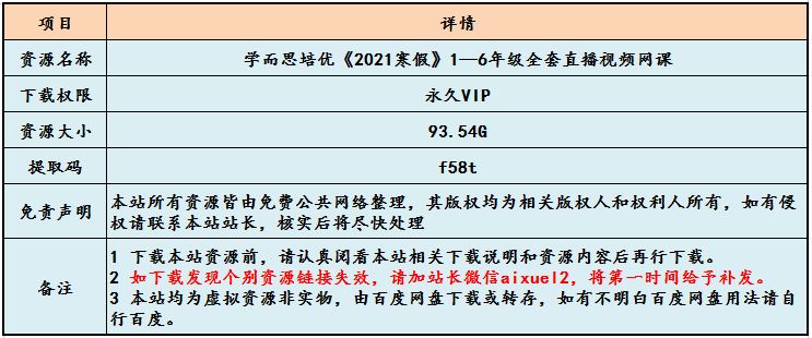 学而思培优-《2021寒假》语文/数学1—6年级全套直播视频网课,93.54G百度网盘资源打包下载