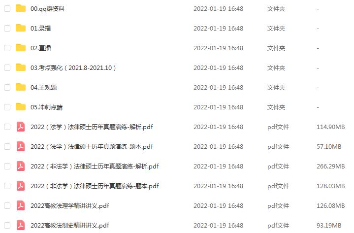 最新网课资源2022年【高教社】法硕全程班网络课程，160G学习资料百度网盘资源打包下载